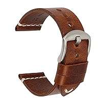 RAYESS Vintage cowhide handmade watch strap wrist band 20mm 21mm 22mm 23mm 24mm watch band (Color : 10mm Gold Clasp, Size : 22mm)