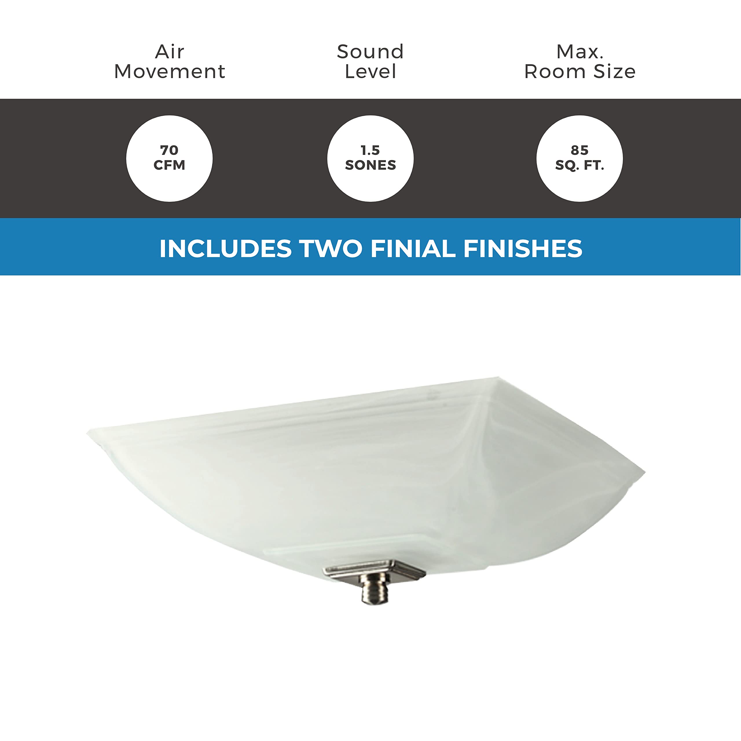 Lift Bridge Kitchen & Bath Decorative Square 70CFM Ceiling Bath Fan with Light and Glass Globe, Brushed Nickel or Oil Rubbed Bronze, Requires 8.11