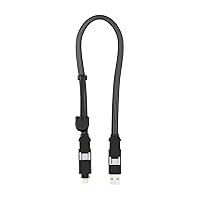 Rolling Square inCharge XL 6-in-1 Multi Charging Cable, Portable USB and USB-C Cable with 100W Ultra-Fast Charging Power, 1 Ft/0.3m, Urban Black