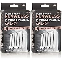 Finishing Touch Flawless Dermaplane Glo Facial Exfoliator Replacement Heads Only, Dermaplane Tool Not Included, White, 6 Count (Packaging may vary) (Pack of 2)