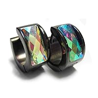 Jewelry Men's and Women's Muticolor Crystal Stainless Steel Studs Hoop Earrings