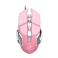 Wired 3200DPI 6 Button White Light Office Gaming Mouse Computer Laptop Accessory - Pink