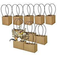 Comebachome 10PCS Kraft Paper Flower Gift Bag with Handle Bouquet Gift Bag Box Floral Carrier for Party Favor (5 Rectangular & 5 Square)