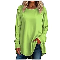 Long Sleeve Shirts for Women Dressy Casual Oversized Tunic Top for Leggings Shirts Crewneck Pullover Loose Fit T Shirt