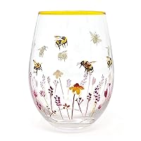 Busy Bees Stemless Gin Cocktail Glass Tumbler