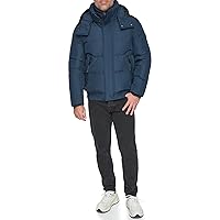 Andrew Marc Men's Short Quilted Inner Bib Attached Down Fill Phoenix Down Bomber Hybrid