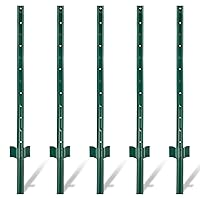 Fence Posts 3Feet - 5Pack, Heavy Duty Metal Fence Post with U-Channel, Steel Fence U-Post for Holding Garden Wire Fence, Corner Anchor Posts