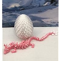 3D Printed Articulated Cherry Blossom Dragon with Dragon Egg, Pink and White Cherry Blossom Dragon, Fidget Toy for Autism ADHD - Desk Toy Dragon Gift Idea- D023