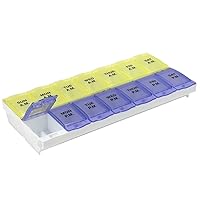 (14-Day) AM/PM Pill Planner, Medicine Case, Vitamin Organizer Box, 2X-Large Locking Compartments to Secure Prescription Medication and Prevent Accidental Spilling, Color May Vary
