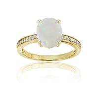 DECADENCE Sterling Silver Yellow 1mm Round Created White Sapphire Channel Set & 10x8 Oval Gemstone Engagement Ring
