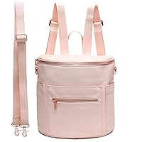 miss fong Mini Diaper Bag Leather, Small Diaper Bag with in Bag Organizer, Insulated Pocket and Shoulder Strap(Pink Rose)…