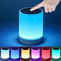 Night Light Bluetooth Speaker, Touch Control Bedside Lamp Dimmable Multi-Color Changing, TWS Table Lamp for Bedroom, Best Birthday Gift Ideas for 10 11 12 13 14 Year Old Teenage Girls/Boys