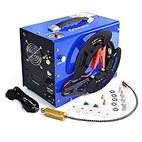 TOAUTO A3 PCP Air Compressor, Unique Vertical+Wire Spool Portable Design, Auto-Stop, Oil/Water-Free, 4500Psi/30Mpa, 8MM Quick-Connector for Paintball/PCP Air Rifle/Tank, 110V AC or 12V Car Battery