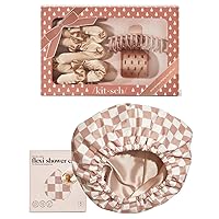 Kitsch Satin Heatless Hair Styling Gift Set and Flexi Luxury Shower Cap (Terracotta) Bundle with Discount