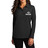 INK STITCH Women L500ls Custom Add Your Logo Texts Embroidery Silk Touch Long Sleeve Polo Shirts