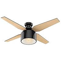Hunter Fan Company, 59259, 52 inch Cranbrook Gloss Black Low Profile Ceiling Fan with LED Light Kit and Handheld Remote