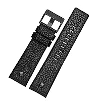 Leather watchband for Diesel DZ7395 DZ7370 DZ7257 DZ7430 Watch Band Soft Cowhide Strap Rivet 24m 26mm 28mm for Men Women (Color : Black Black Rivet, Size : 30mm)