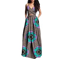 African Dresses for Women Plus Size Dashiki Tops Blouse and Print Maxi Skrits Ankara Outfit Pocket