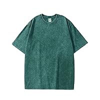Flygo Men's Oversized Vintage T-Shirts Cotton Streetwear Short Sleeve Solid Basic Tee Shirt Acid Wash Casual Hip Hop Tops