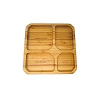 Trademark Innovations Portion Control Bamboo Plate Container for Diet and Weight Loss, 9