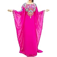 Women Pink Wedding Kaftan African Caftan Dress duabi Abaya for Party with Beaded Work