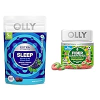 OLLY Sleep & Digestive Support - Melatonin, L-Theanine, Chamomile Gummies (120 Count) & Prebiotic Fiber Gummy Rings (50 Count)