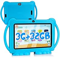 Kids Tablet, 7 inch Tablet for Kids, 32GB ROM 3GB RAM Android 11.0 Toddler Tablet with 2.4G WiFi, GMS,Parental Control, Education APP, Dual Camera, Shockproof Case, Blue