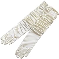 Gathered Shiny Stretch Satin Dress Gloves-One Size Fits Most