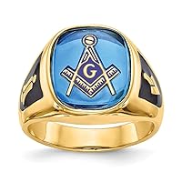 14k Yellow Gold Solid Polished Open back Not engraveable Mens Masonic Ring Size 10 Jewelry for Men