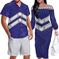 Polynesian Dress for Women Polynesian Clothing for Love Couple Matching Clothes Dress Shirt for him and her