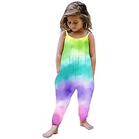 Romper for Kid & Toddler 1-6 Years Tie-dye Sling Backless Jumpsuit Casual Spring Summer Playsuit