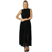 Bimba Women Long Maxi Dress Formal Georgette Flowy Gown Casual Formal Clothing Black