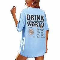 Drink Around The World T-Shirt World Tour Round Neck Shirt Holiday Shirts