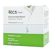 TCS Fresh Dental Appliance Cleaner, 24 Count Professional Strength Concentrated Cleanser Powder - Flexible Partial Cleaner, Denture Cleaner and Dental Night Guard Cleaner, Mint Flavor (6 Month Supply)