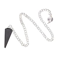 Reiki Gemstone Nuummite Cone Dowsing Pendulum with Long Chain