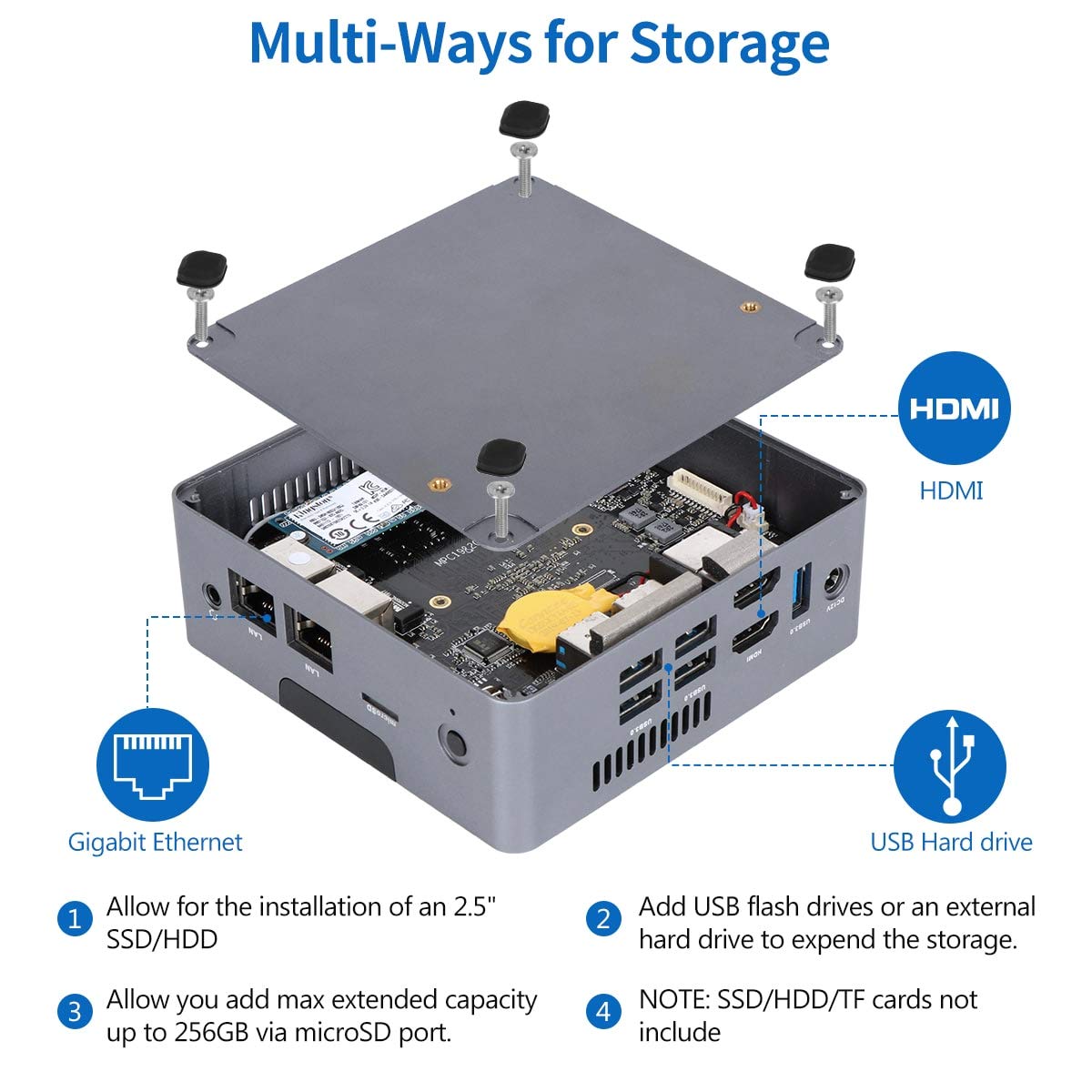 AWOW Mini PC Desktop Computer Intel Celeron N3450 Windows 10 6GB DDR4 128GB SSD/Burst Frequency 2.2 GHz/Dual LAN/ 2.4G+5G Dual Band WiFi/4K /Bluetooth/HDMI/5 USB3.0 Ports Micro PC