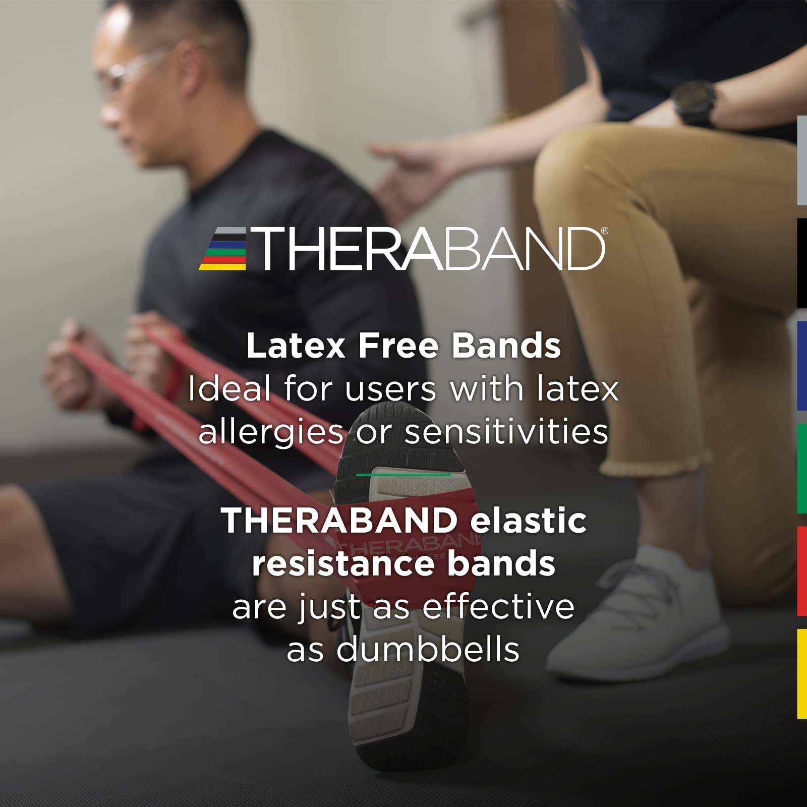 THERABAND Resistance Band 50 Yard Roll, Heavy Green Non-Latex Professional Elastic Bands For Upper & Lower Body Exercise, Physical Therapy, Pilates, & Rehab, Dispenser Box, Intermediate Level 1