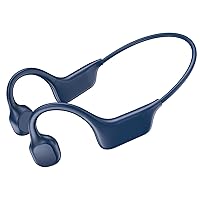 Bone Conduction Headphones, Open Ear Bluetooth Headphones with Built-in Mic, IPX7 Waterproof Wireless Sport Headset for Gym Running Workout (Dark Blue)