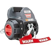 WARN 101575 Handheld Portable Drill Winch with 40 Foot Synthetic Rope: 750 lb Pulling Capacity , Gray