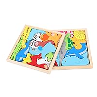 2 Sets Animal Three-Dimensional Puzzle Puzzles Puzzle Board Toys Stereo Puzzle Toy Intelligence Development Plaything Stereo Animals Toy Educational Toy Jigsaw Wooden 3D