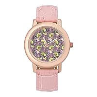 Toucans and Hibiscus Flowers Women's PU Leather Strap Watch Fashion Wristwatches Dress Watch for Home Work