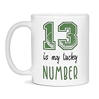Jaynom 13 Is My Lucky Number Golf Ceramic Birthday Coffee Mug for Golfers, 11-Ounce White