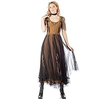 40815 Women's Alice Vintage Style Dress in Black Gold