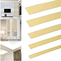 16FT Gold Wall Trim Molding Stainless Steel Wallpaper Trim Peel and Stick Mirror Trim Self Adhesive Metal Strips Metalized Mirror-Like Finish for Wall Ceiling Mirror Frame Border Edge Trim