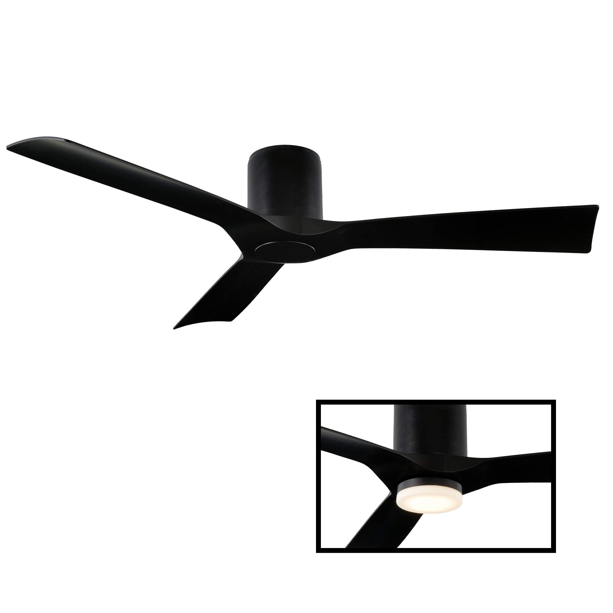Aviator Smart Indoor and Outdoor 3-Blade Flush Mount Ceiling Fan 54in Matte Black with Remote Control (Light Kit Sold Separately) works with Alexa, Google Assistant, Samsung Things, and iOS or Android App
