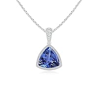Trillion 6.00mm Solitaire Pendant | Sterling Silver 925 | Pandent With 18