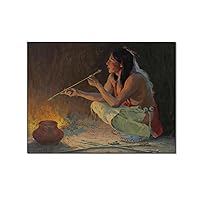 ESyem Posters Vintage Poster American Indian Pottery Making Poster Native American Poster Canvas Art Poster And Wall Art Picture Print Modern Family Bedroom Decor 24x32inch(60x80cm) Frame-style