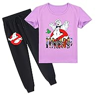 Ghostbusters Short Sleeve Tee Shirt and Casual Jogger Pants Crewneck Daily T Shirt for Boy Girls