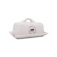 Stoneware Butter Dish with Cow Decal