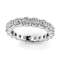 3.18 ct Ladies Round Cut Diamond Eternity Wedding Band Ring(Color G Clarity SI1) 14 kt White Gold